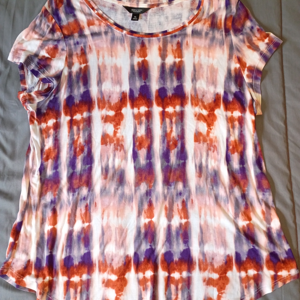 Simply Vera Vera Wang Orange and Purple Relaxed T-Shirt